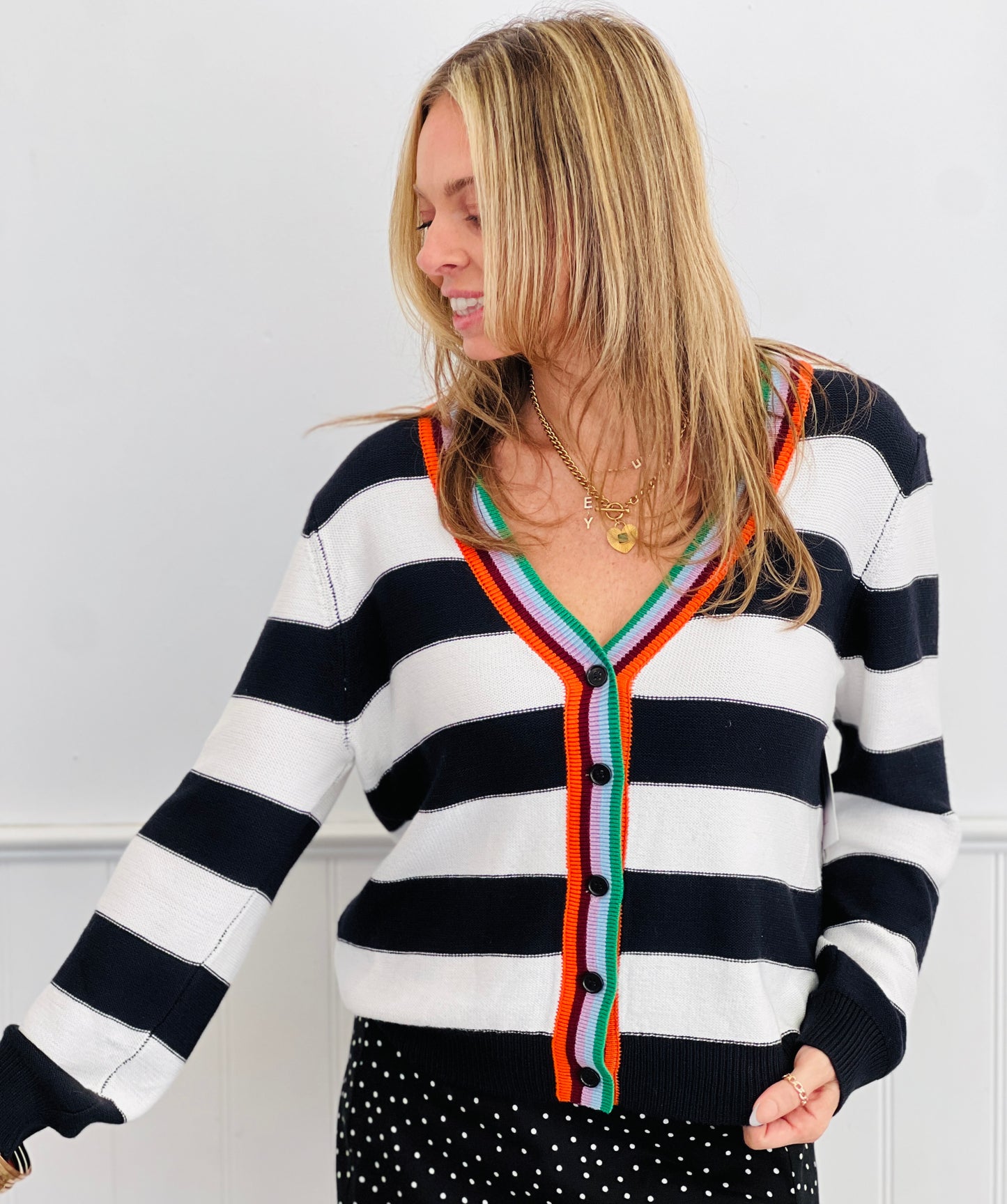 Black/Off White Bold Stripe Sweater (Reg)
