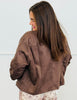 Dk Brown Stud Detail Zip Up Jacket (Reg & Plus)