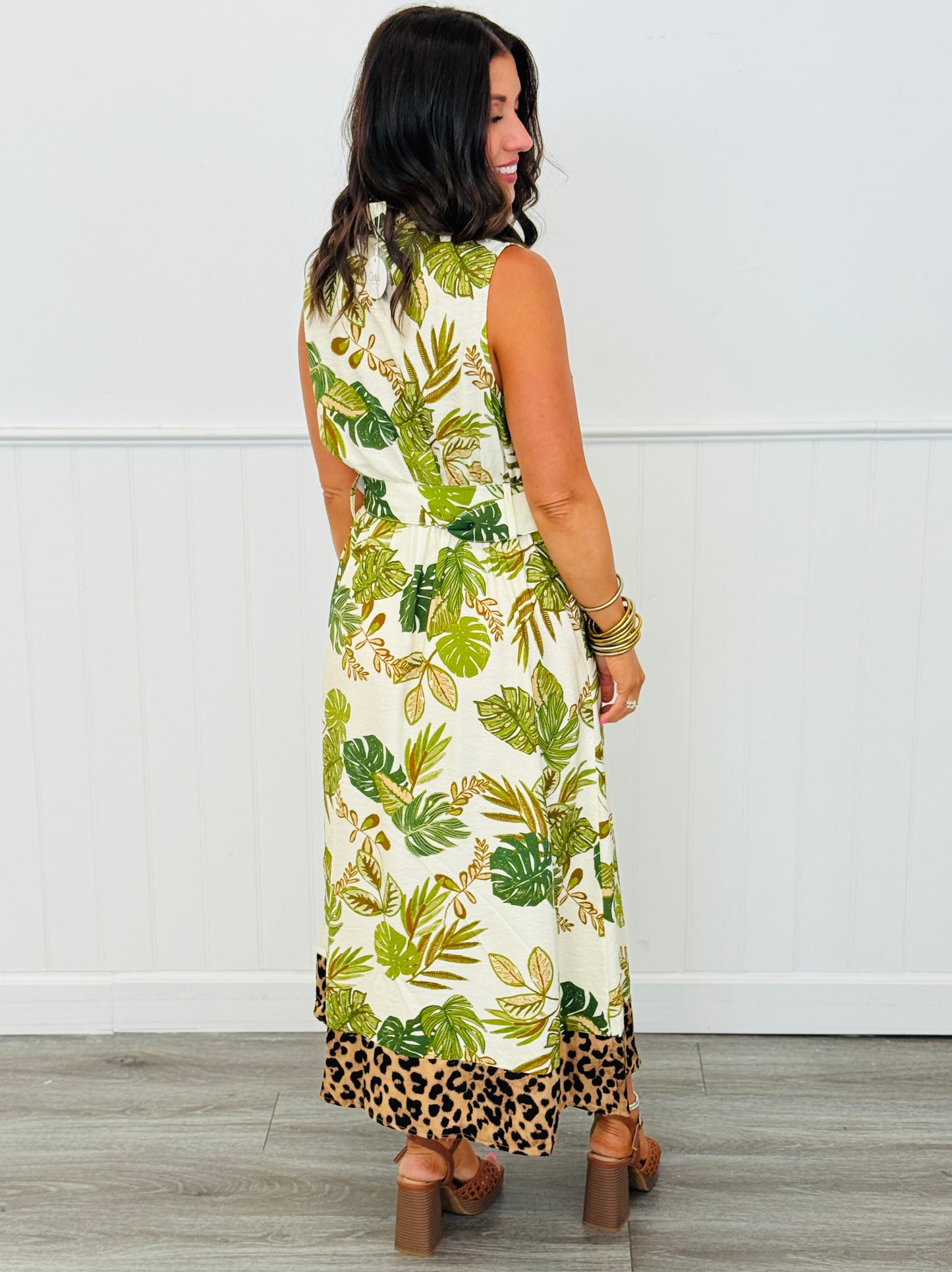 Ivory Tropical Mixed Print Midi Dress (Reg & Plus)