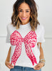 Fuchsia Leopard Bow Graphic Tee (Reg. and Plus)