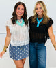 Lace Sheer Neck Tie Blouse (Reg.) - 2 Colors
