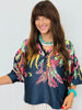 Leaves Printed Satin Top (Reg.) - 2 Colors