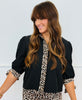 Black/Leopard Cassidy Tie Sleeve Top (Reg. and Plus)