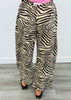 Brown/Beige Zebra Print Baggy Barrel Pants (Reg.)