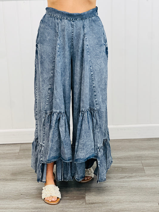 Oli & Hali Wide Leg Ruffled Hem Tencel Pants (Reg.)