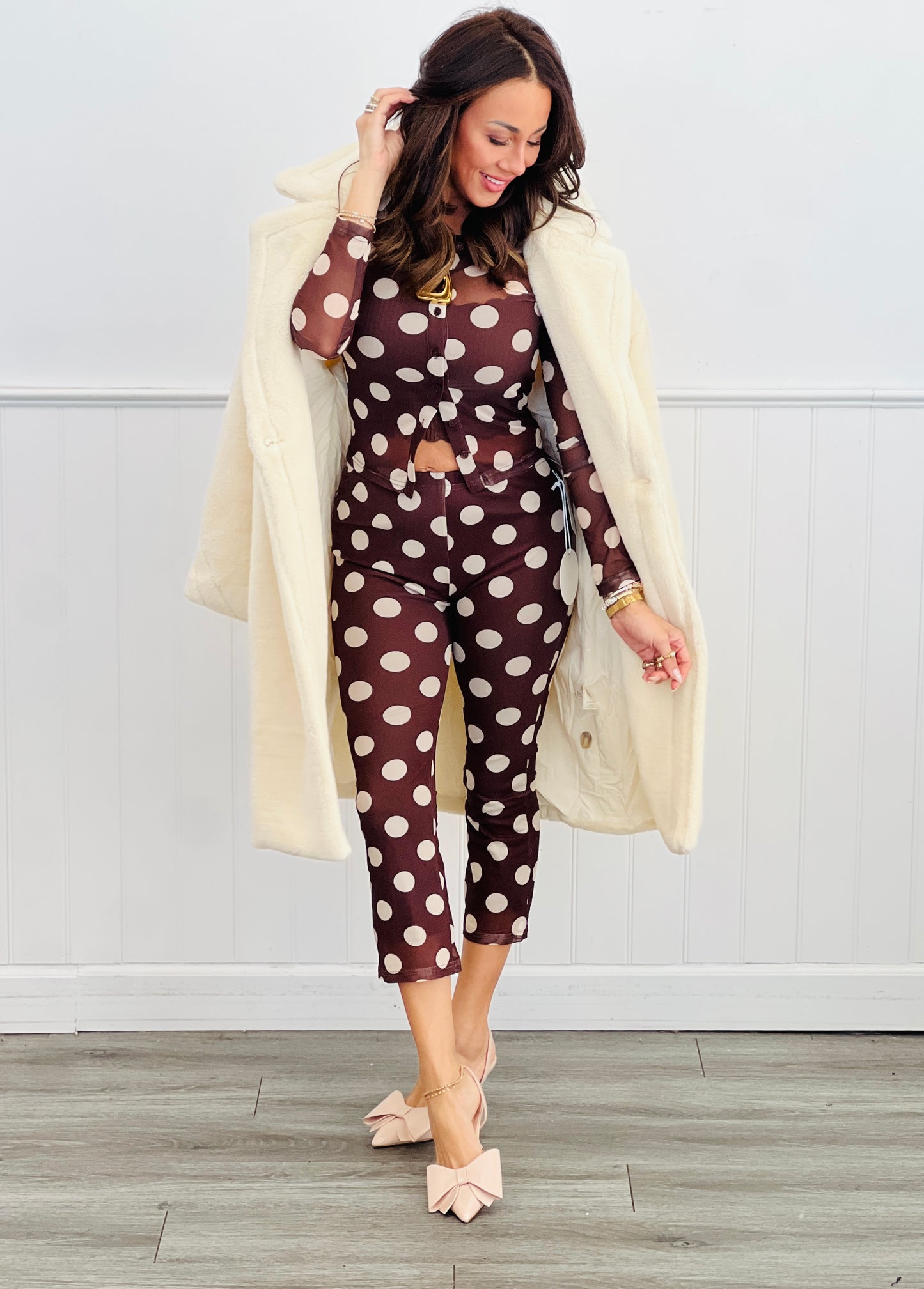 Chocolate Polka Dot Fitted Shirt (Reg.)