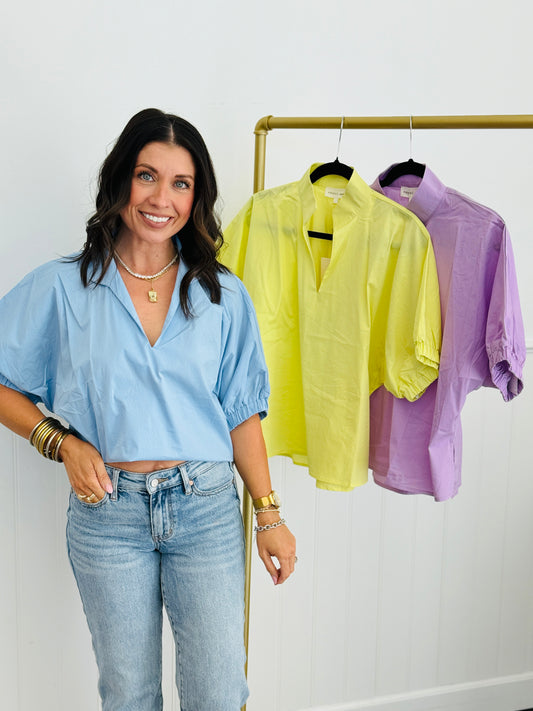 Spring Delight Puff Sleeve Blouse (Reg & Plus)-3 Colors