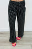 Black/White Polka Dot Drawstring Pants (Reg.)