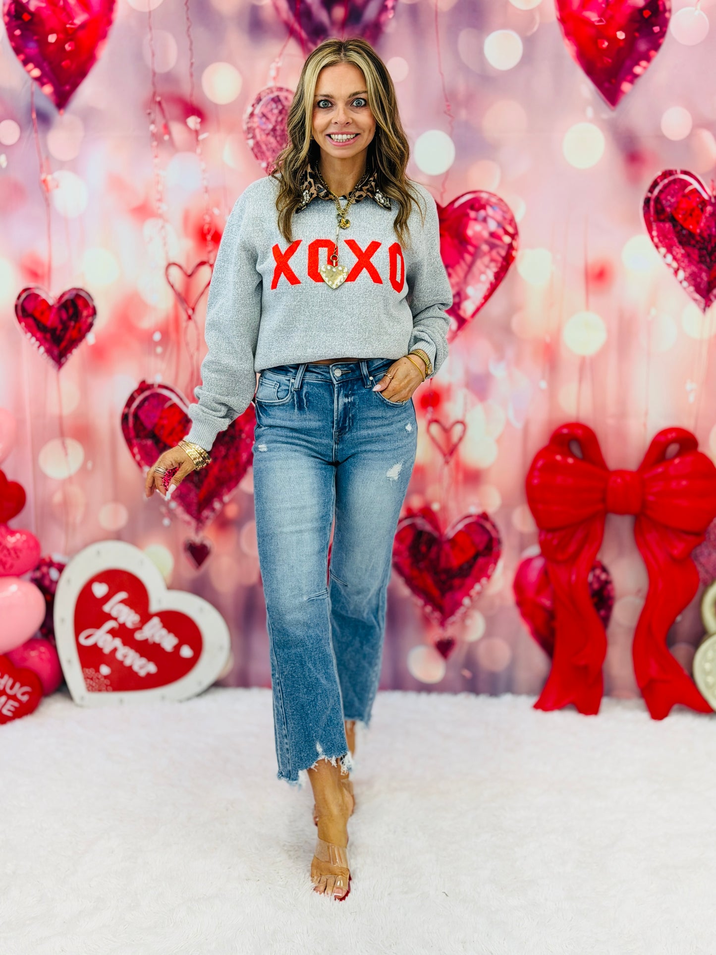 XOXO Puff Knit Sweater (Reg. and Plus)