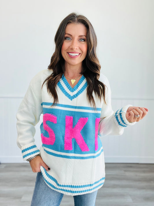 Ivory/Sky Ski Graphic Sweater (Reg.)