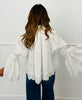 White Lace High Low Bell Sleeves Blouse (One Size)