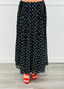 Black Polka Dot Pleated Midi Skirt (Reg & Plus)
