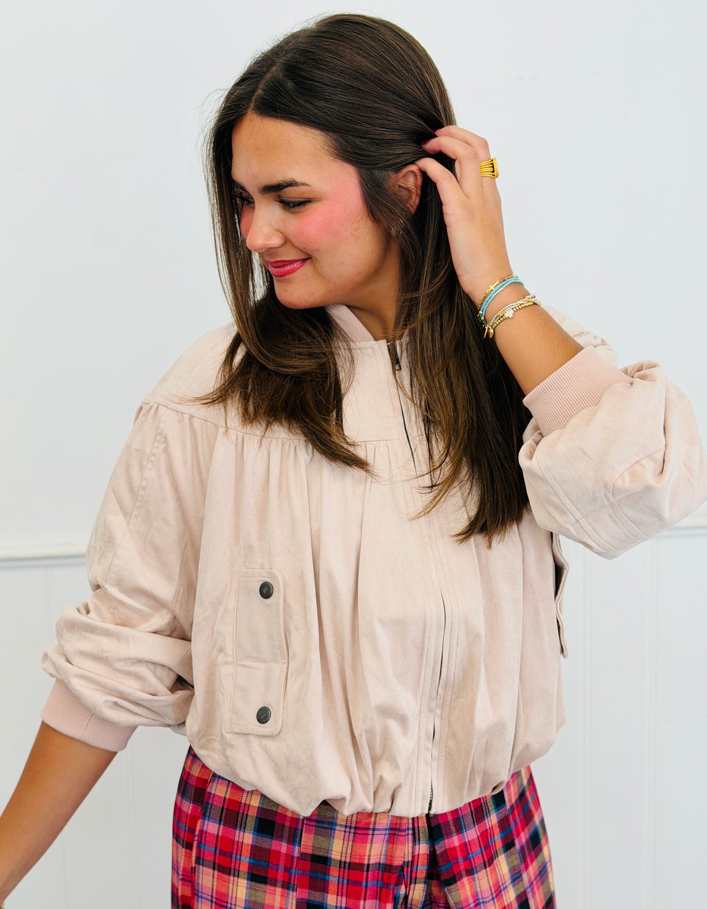 Baby Rose Shirred Bubble Bomber Jacket (Reg.)