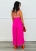 Hot Pink V-Neck Spaghetti Strap Jumpsuit (Reg.)