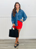Denim Button Down Blouse (Reg. & Plus)
