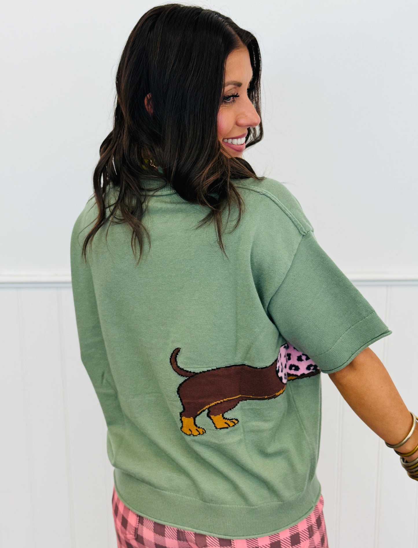 Olive Such A Diva Dachshund Graphic Sweater Top (Reg.)
