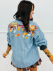 Queen Of Sparkles Denim Striped Pumpkin Farm Button Up Top (Reg. and Plus)