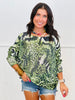 Green Animal Print Knit Sweater (OS)
