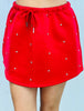 Red Rhinestone Studded Mini Skirt (Reg.)