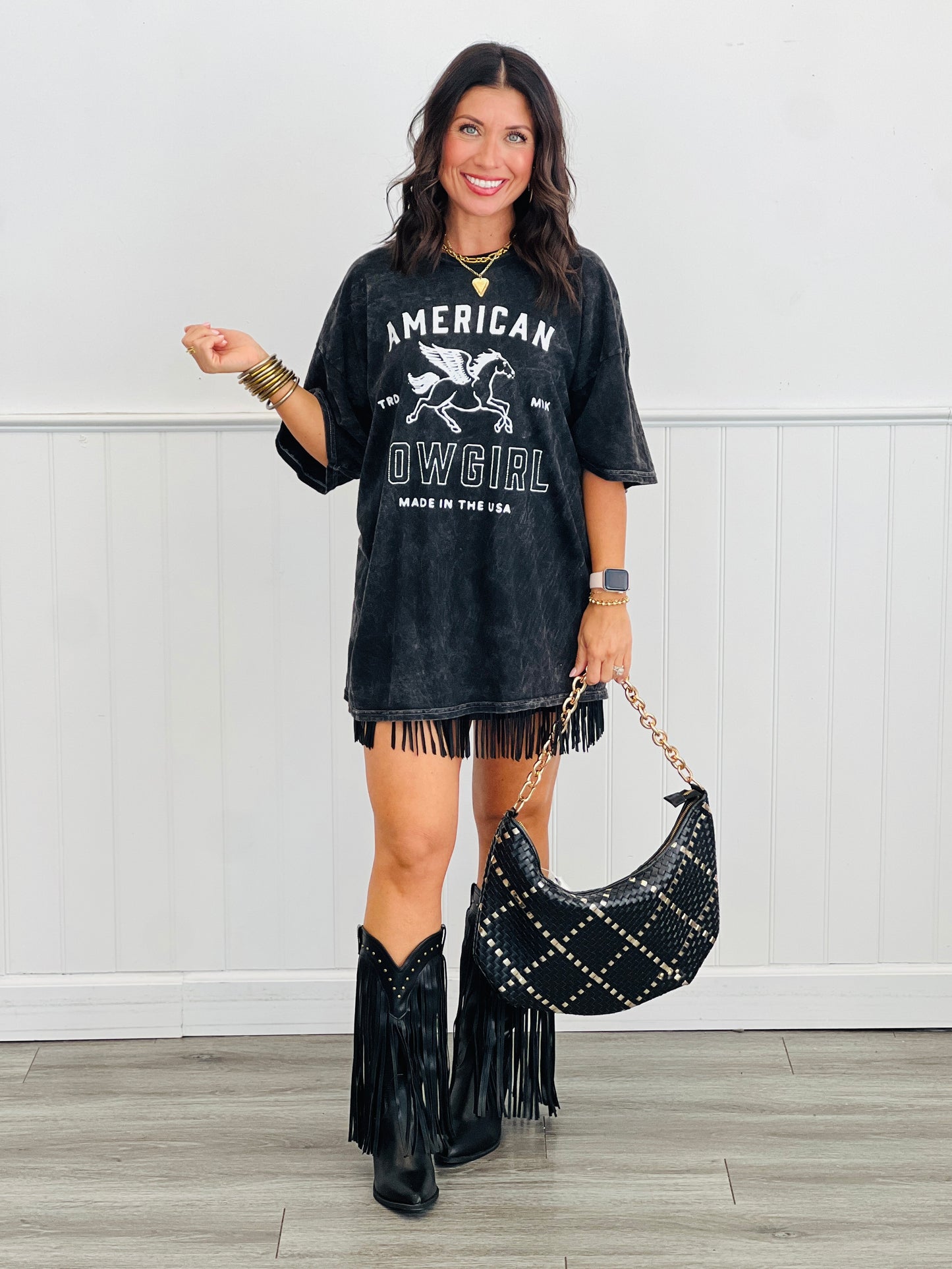 Black Tiered Fringe Mini Skirt (Reg. & Plus)