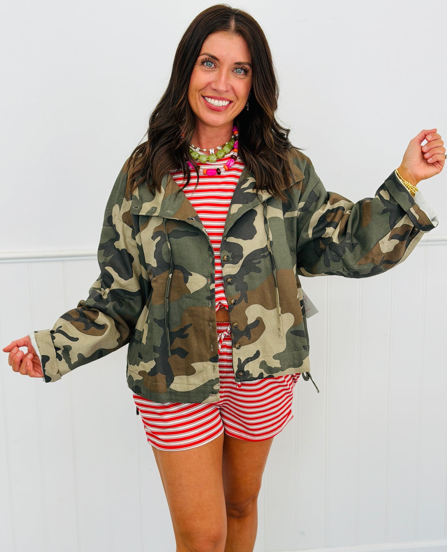 Camo Print Hooded Windbreaker Jacket (Reg.)