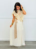 Beige Semi Sheer Overlay Top & Maxi Skirt Set (Reg.)