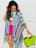 Blue Boho Print Kimono (OS)