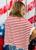 Red/Ivory Stripe Pearl USA Patch Oversized Top (Reg.)