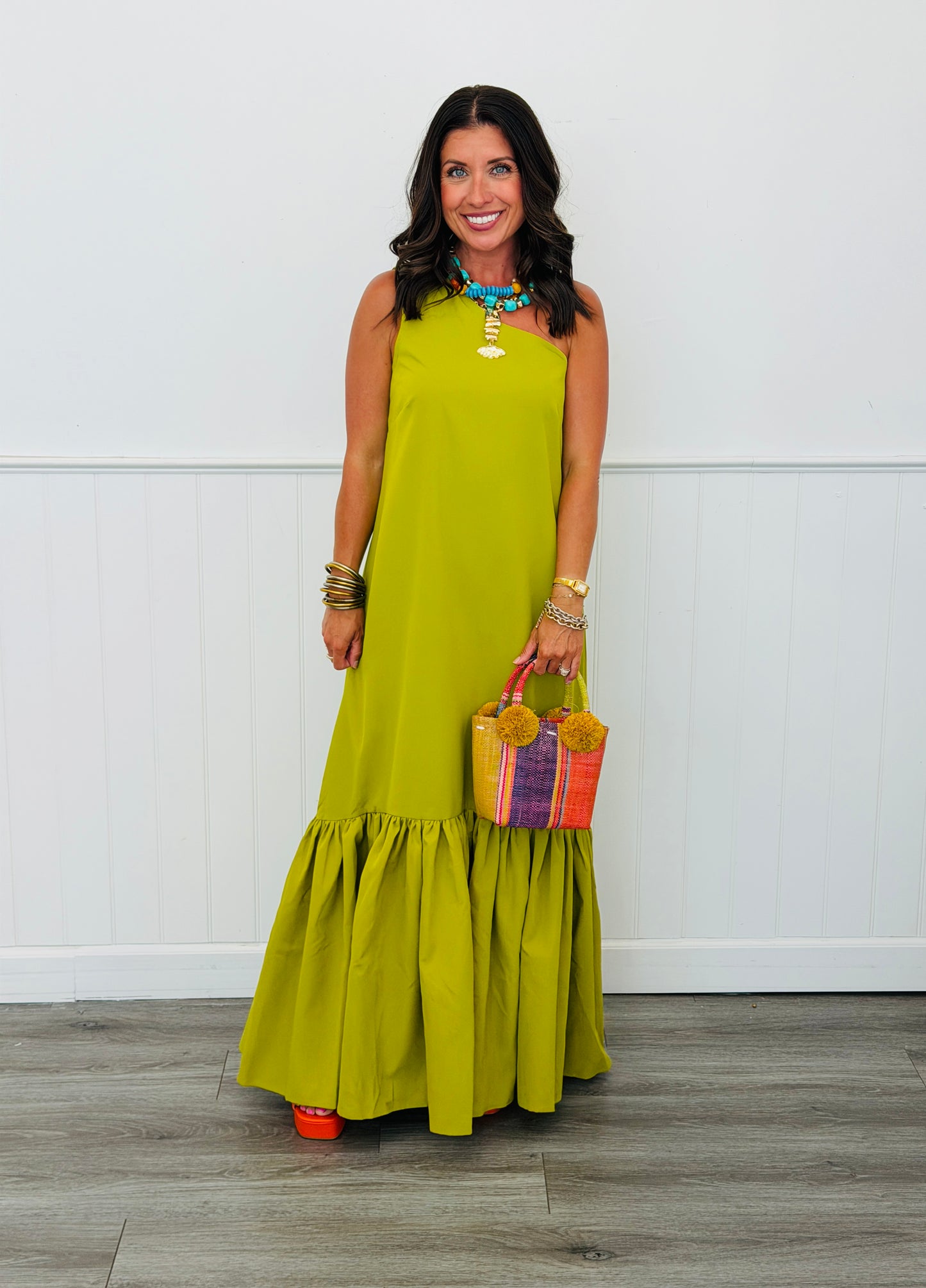 Lime One Shoulder Maxi Dress (Reg.)