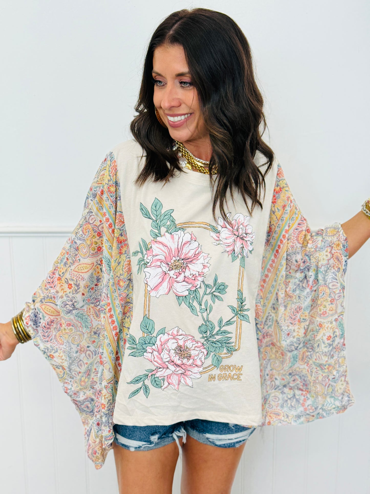 Floral Grow In Grace Kaftan Top (Reg.) - 2 Colors