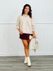 Oatmeal Pearl Detail Pocket Pullover Sweater (Reg. and Plus)