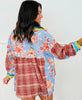 Red Plaid Multi Mixed Print Button Up Top (Reg. and Plus)