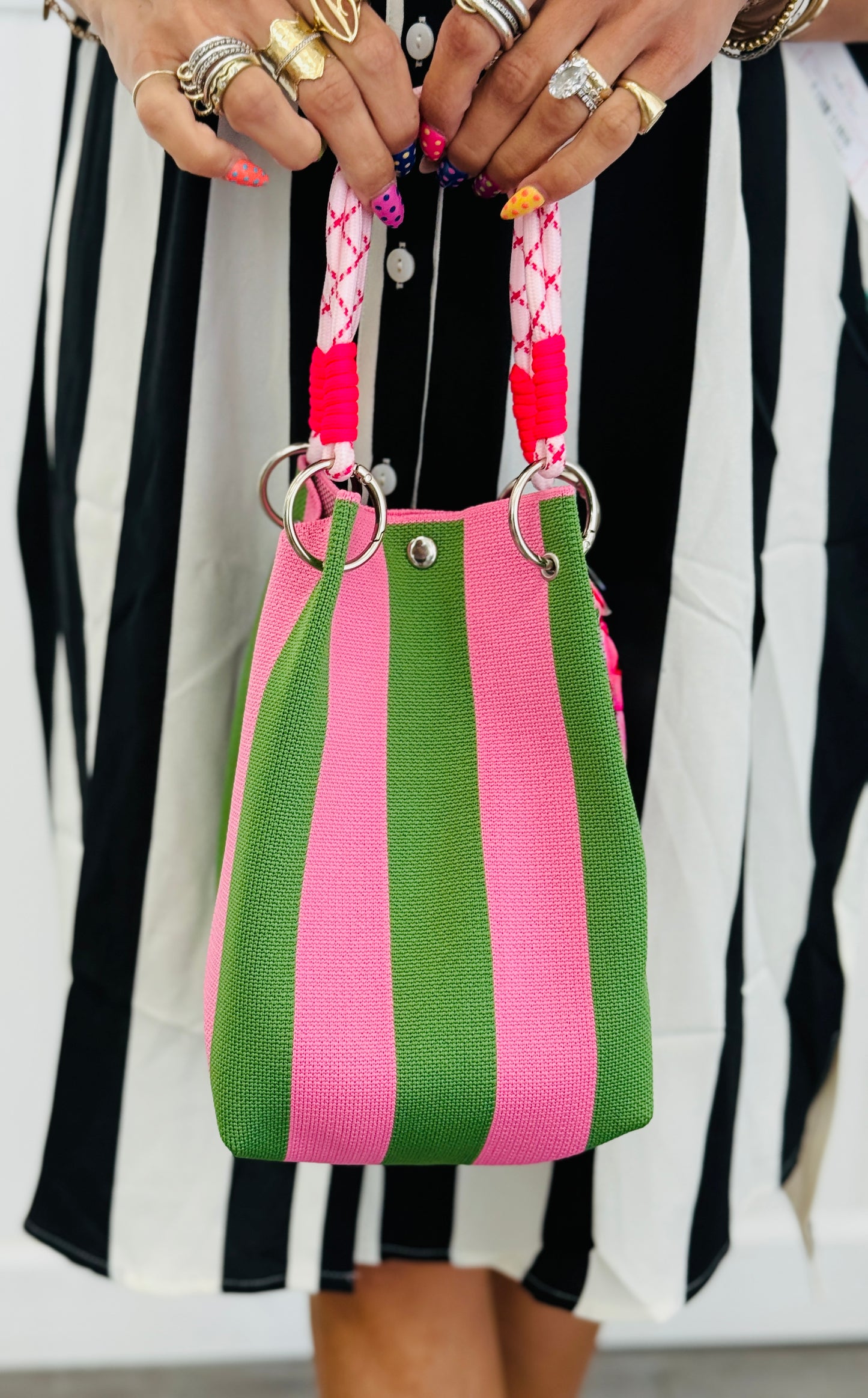 The Madison Stripe Bucket Hand Bag (4 Colors)