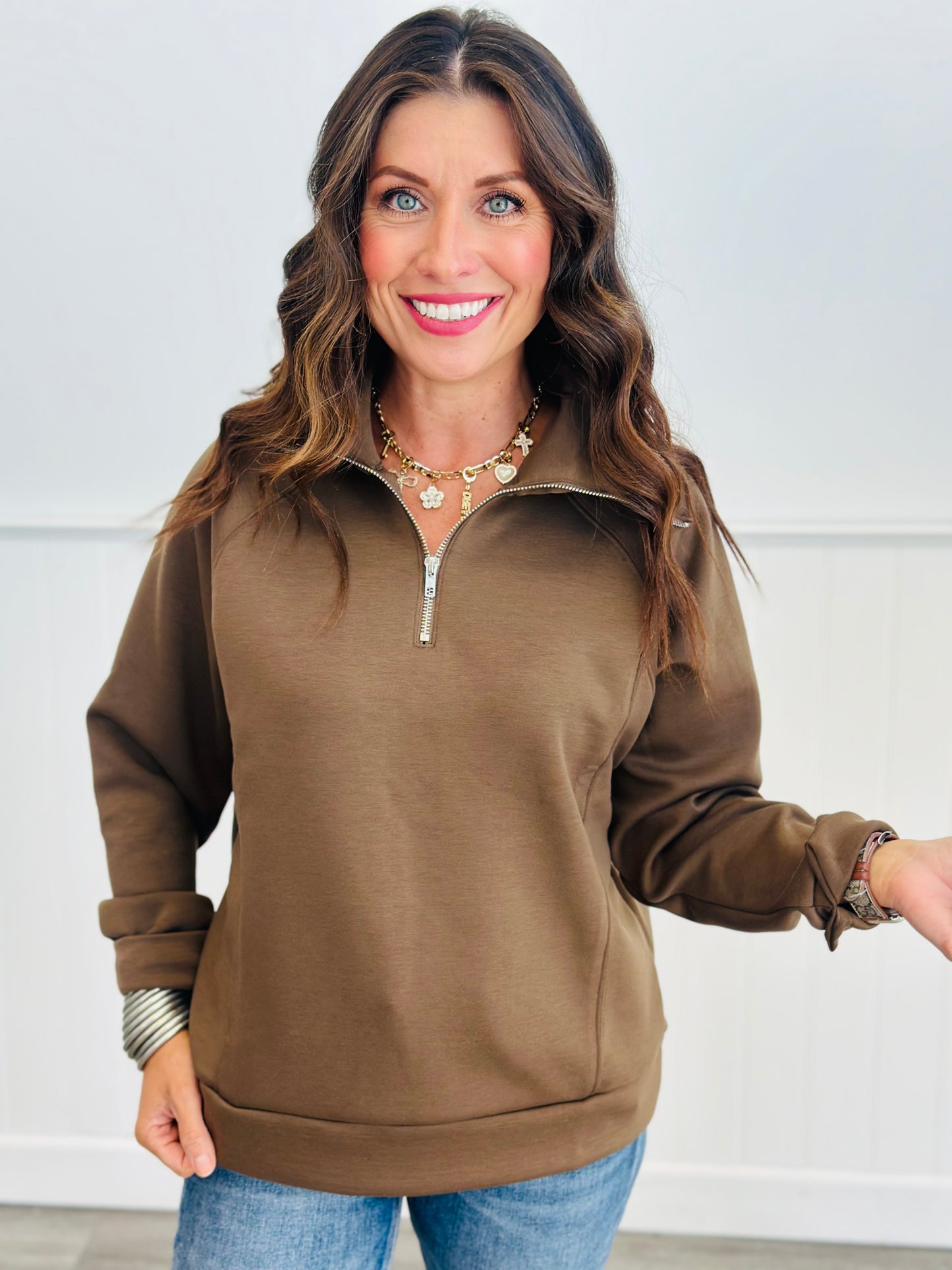 Dear Scarlett Get Comfy Quarter Zip Pullover Top (Reg. and Plus) - 9 Colors