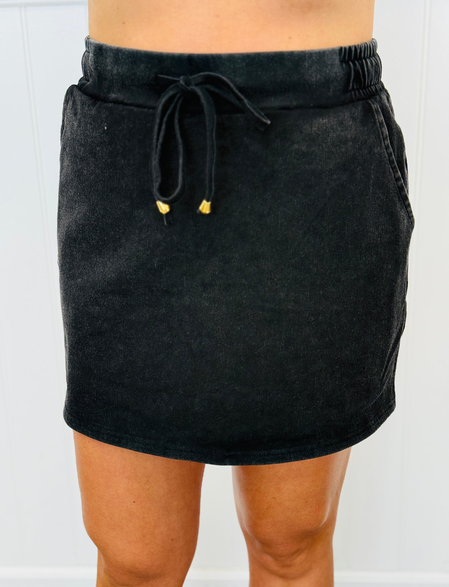 Black Wash Refined Denim Stretch Skort (Reg. and Plus)