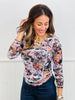 Crew Neck Floral Patchwork Mesh Top (Reg.)-3 Colors