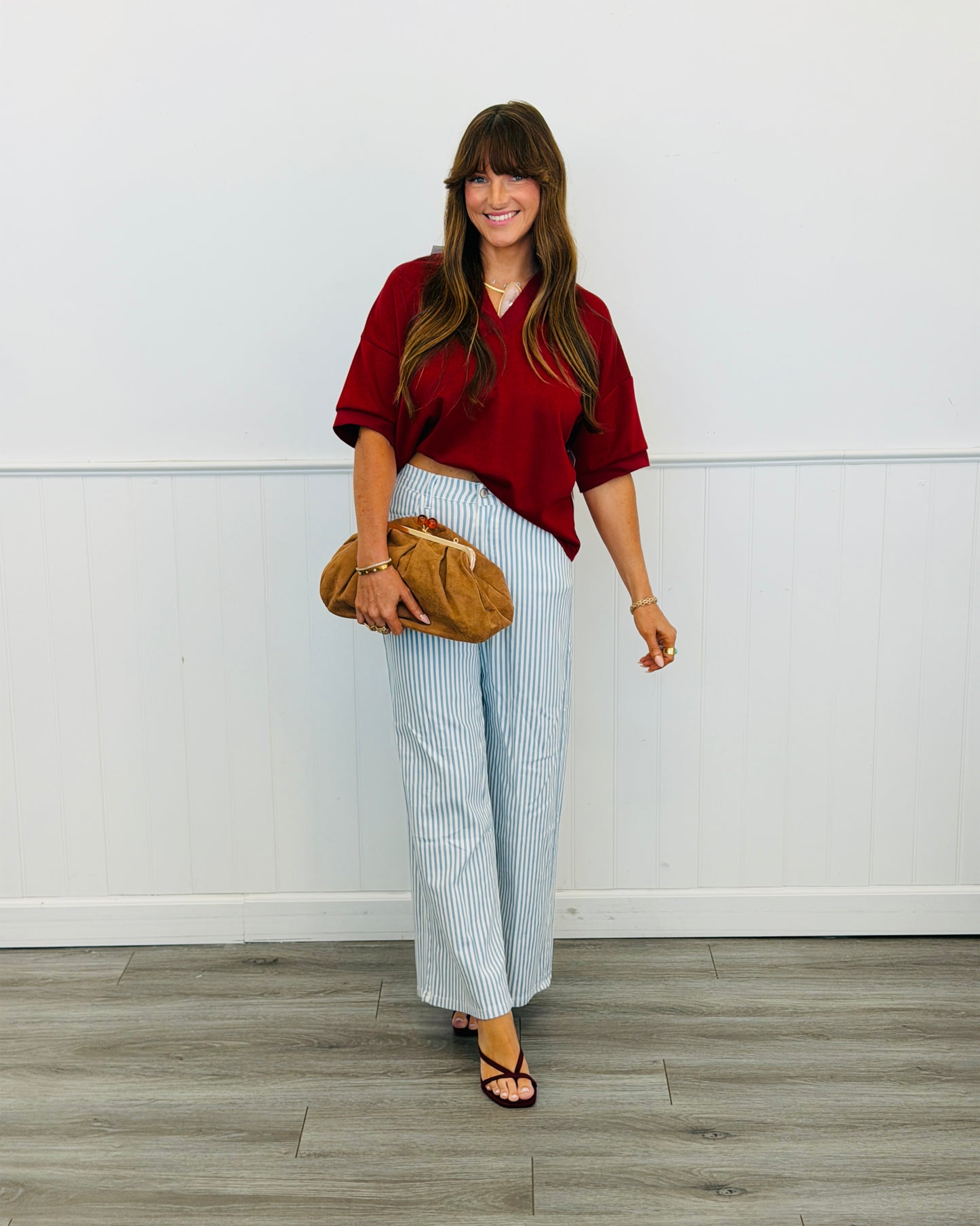 Maroon Butter Soft V-Neck Top (Reg. and Plus)