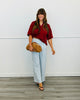 Maroon Butter Soft V-Neck Top (Reg. and Plus)
