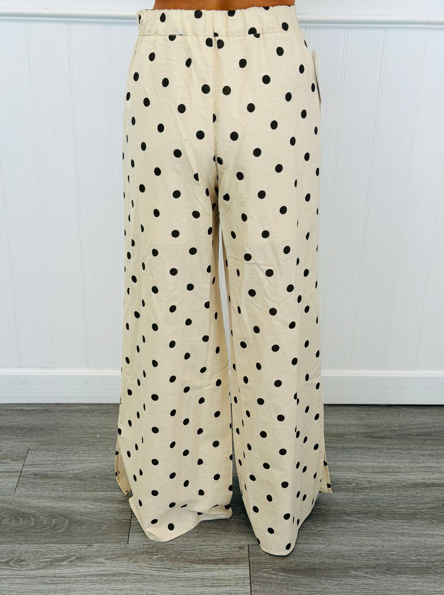 Dark Brown Polka Dot Wide Leg Pants (Reg. and Plus)