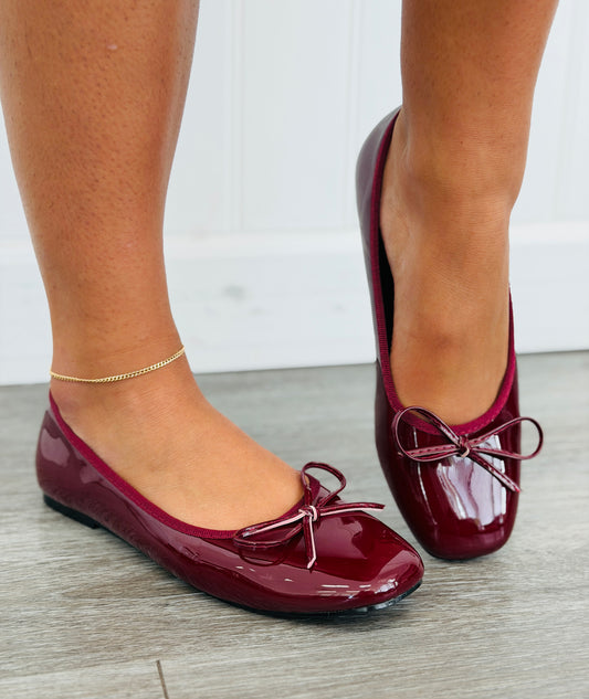 Wine Pretty in Patent Ballet Flats