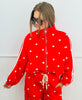 Red Polka Dot Side Stripe Zip Up Jacket (One Size)