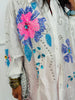 White Beaded Sequin Button Up Blouse (Reg.)