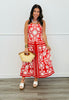 Red/Ivory Printed Midi Dress (Reg.)
