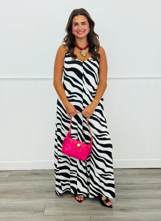 Black Zebra Print Strappy Jumpsuit (Reg & Plus)