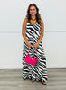 Black Zebra Print Strappy Jumpsuit (Reg & Plus)