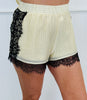 Butter Yellow Tonal Stripe Lace Trim Shorts (Reg.)