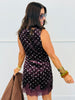 Burgundy Velvet Polka Dot Lace Trim Mini Dress (Reg & Plus)