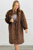 Brown Fuzzy Fur Patterned Longline Coat (Reg & Plus)