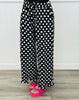 Black/White Polka Dot Ruffle Hem Pants (Reg. and Plus)