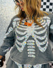 Queen Of Sparkles Charcoal Iridescent Jeweled Skeleton Sweatshirt (Reg. and Plus)